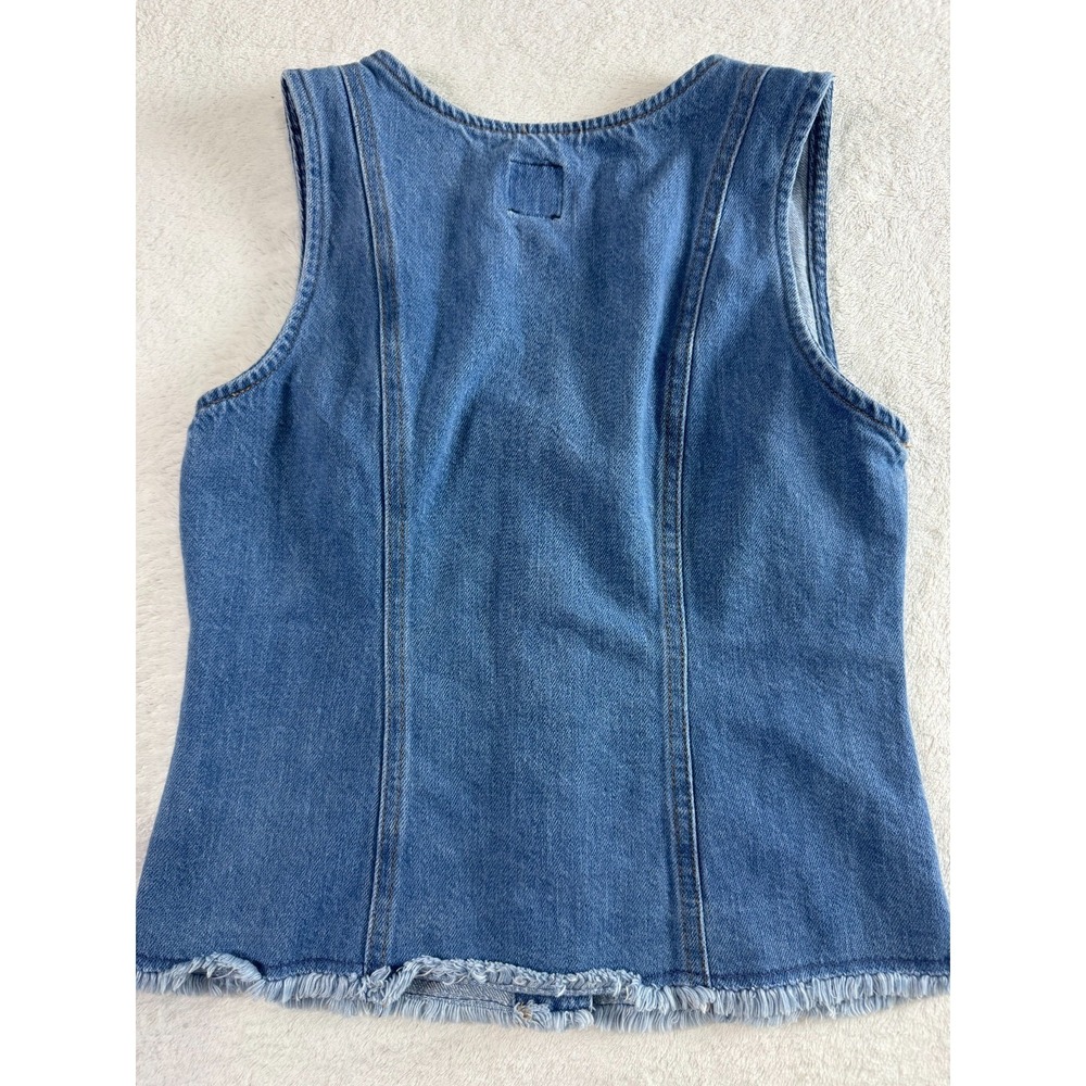 Gap Button Front Denim Tank Top Womens 0 Blue Scoop Neck Relaxed Fit Modest - Picture 3 of 9